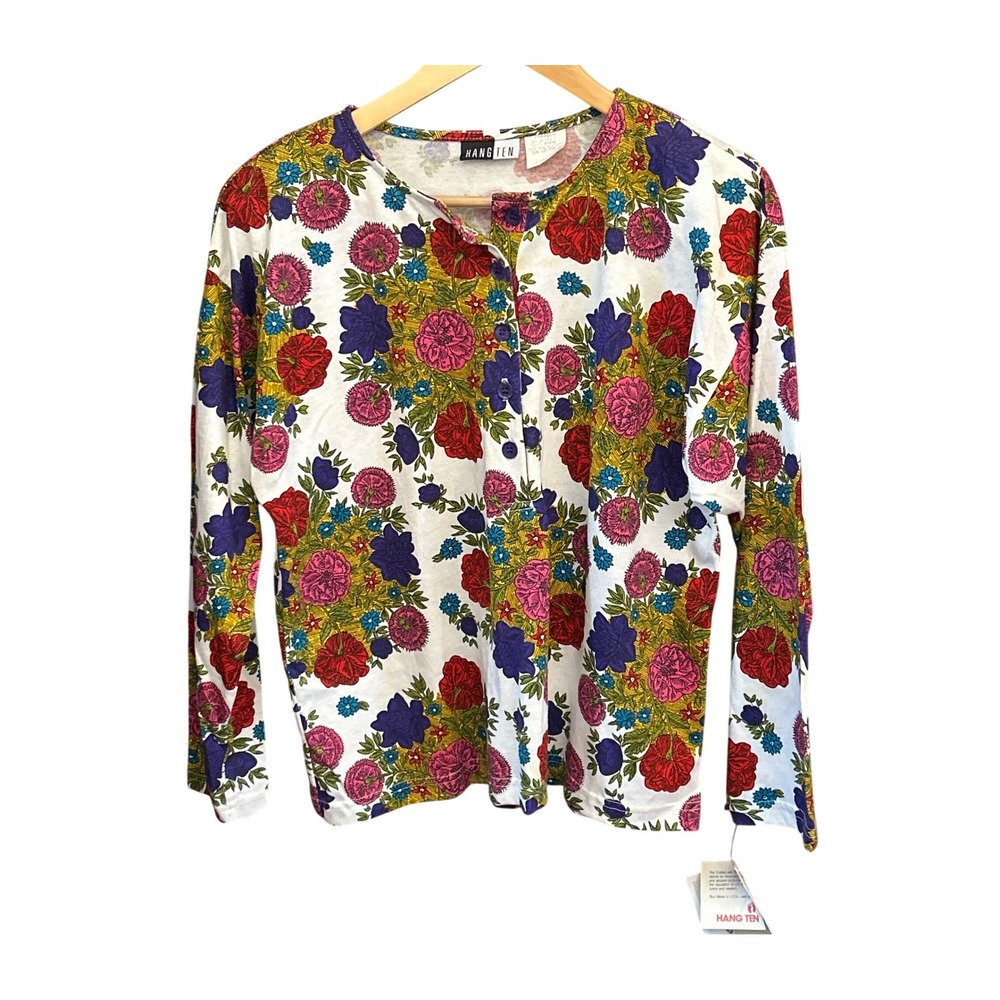 90s Dead stock Hang Ten Floral Knit Top Cottagecore Coastal Grandma Core Retro